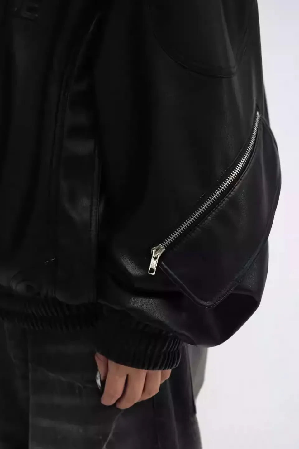 3D Embossed Faux Leather Hoodie