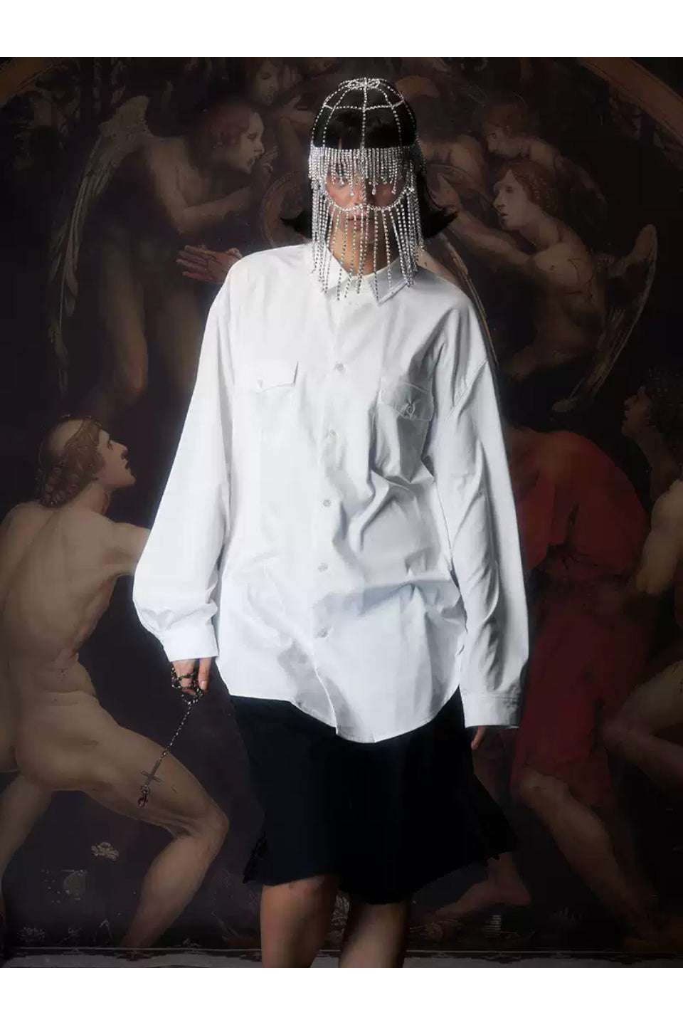 3D Skeleton Oversize White Shirt
