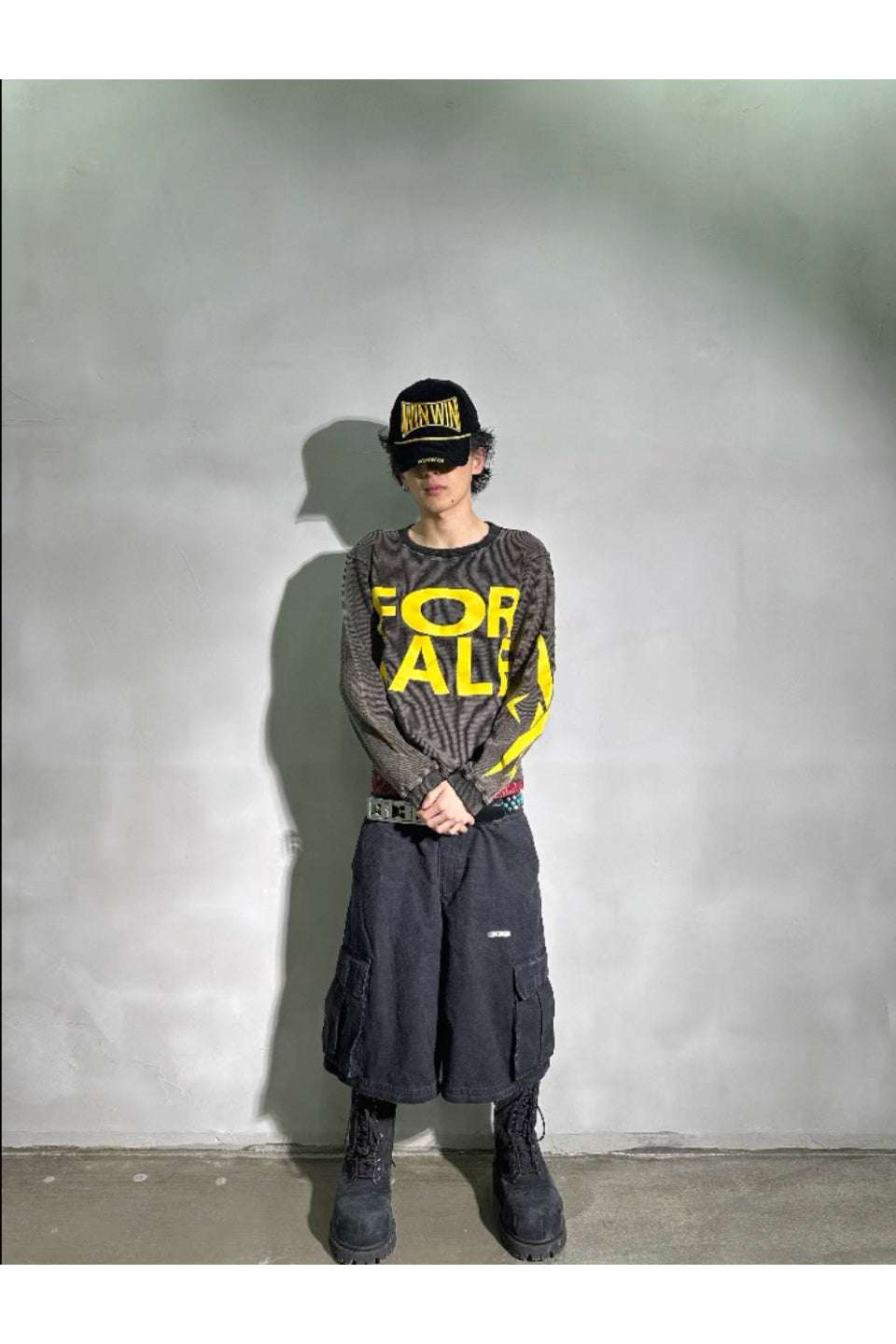 3MAN0N FORSALE Logo Waffle Distressed LS Tee