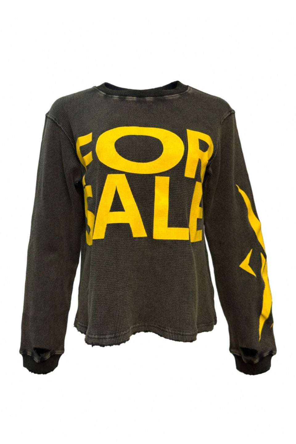 3MAN0N FORSALE Logo Waffle Distressed LS Tee