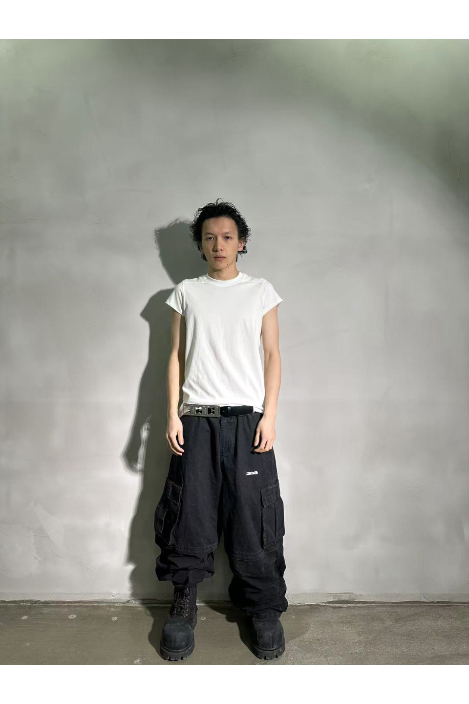 3MAN0N Washed Distressed Detachable Loose Cargo Pants