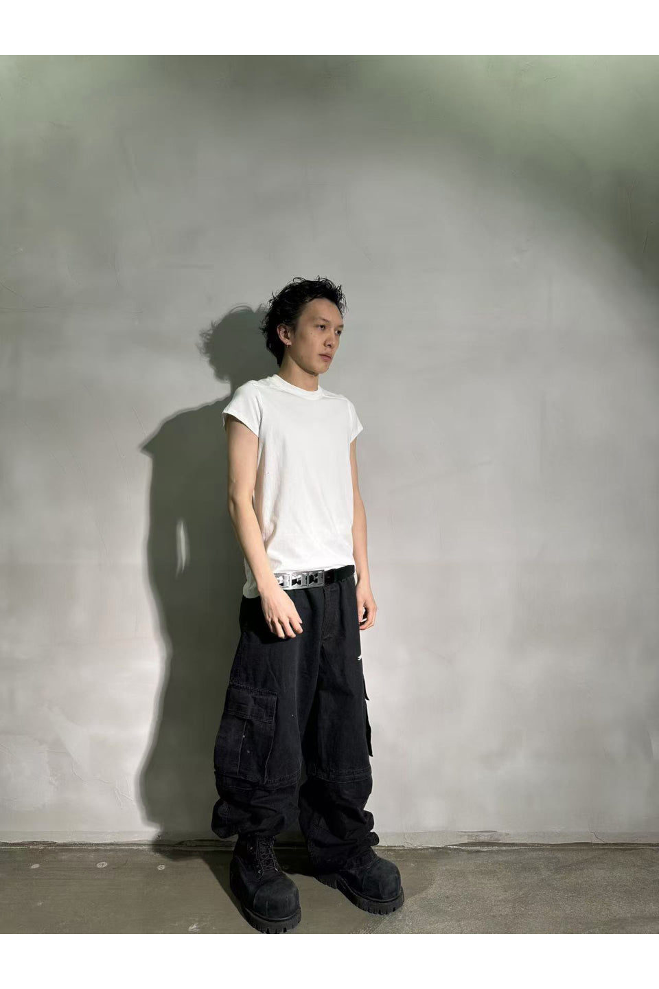 3MAN0N Washed Distressed Detachable Loose Cargo Pants