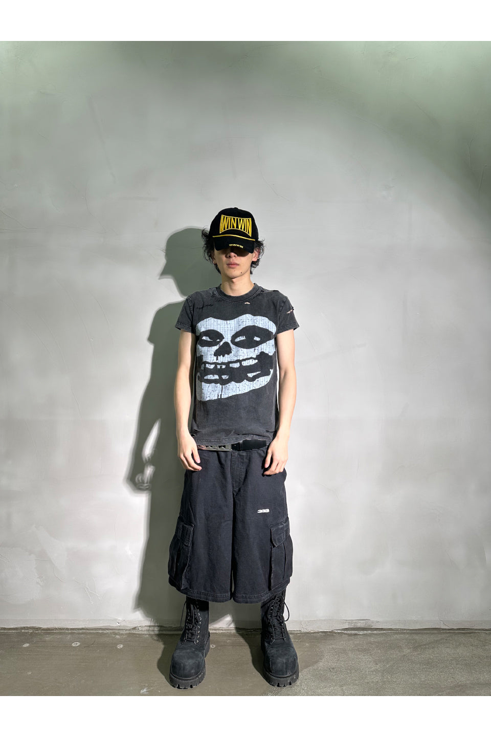 3MAN0N Washed Distressed Detachable Loose Cargo Pants