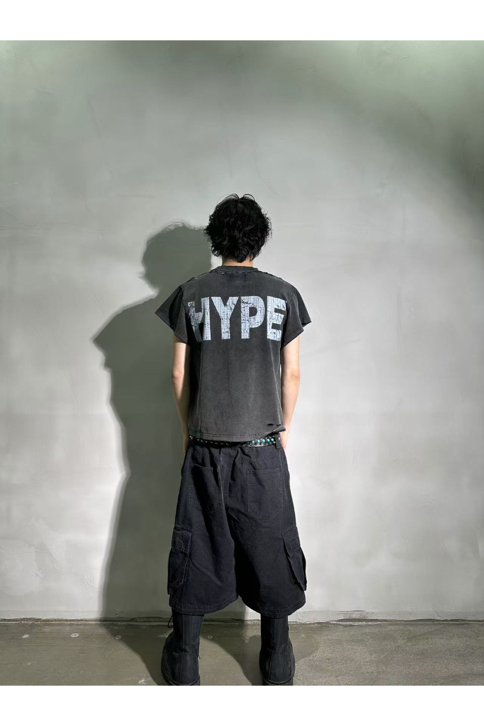 3MAN0N Washed Distressed Detachable Loose Cargo Pants