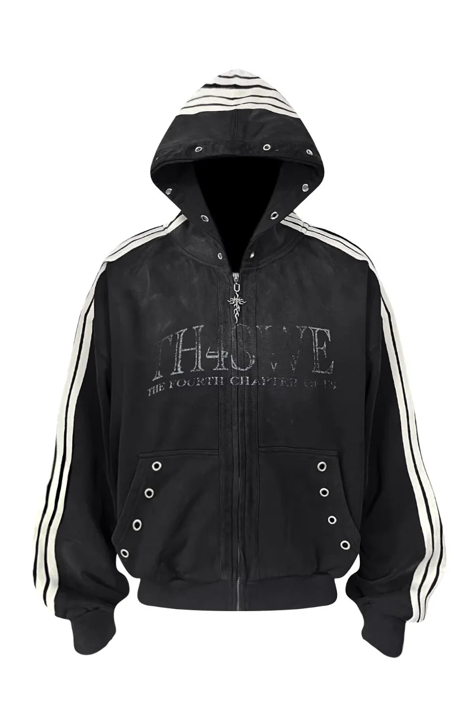 5stripe Webbing Cropped Zip Hoodie