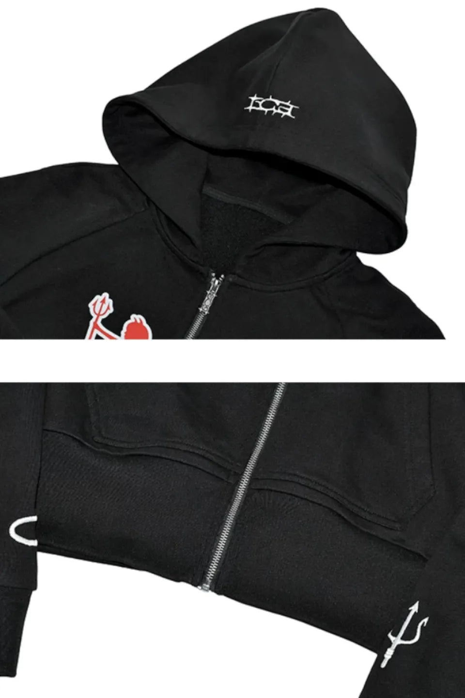 Angel or Devil Cropped Zip Hoodie