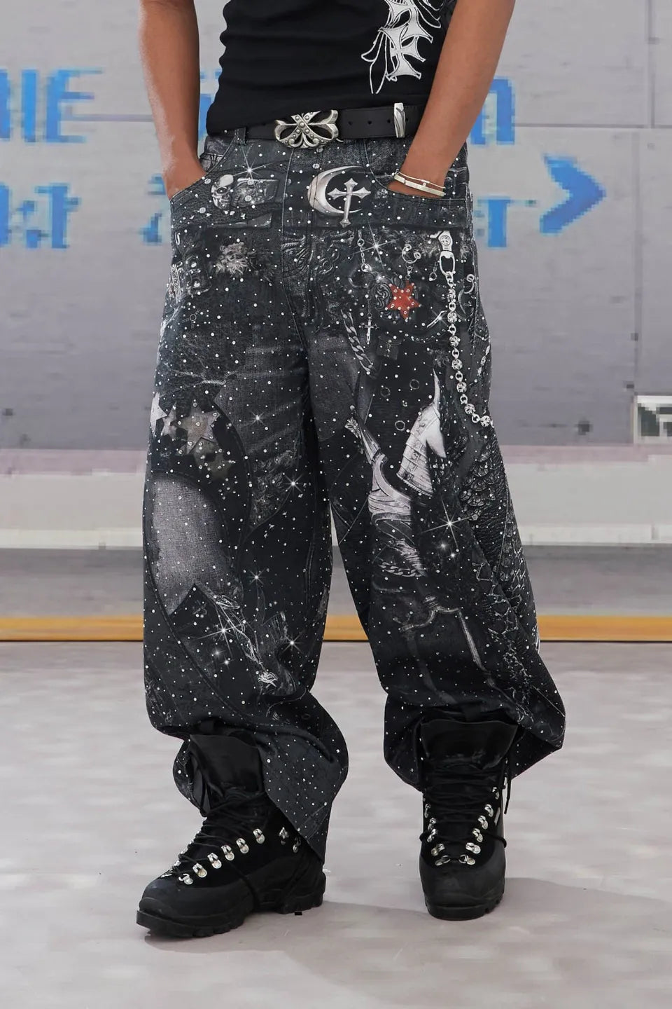 Armor Full Print Diamond Baggy Jeans