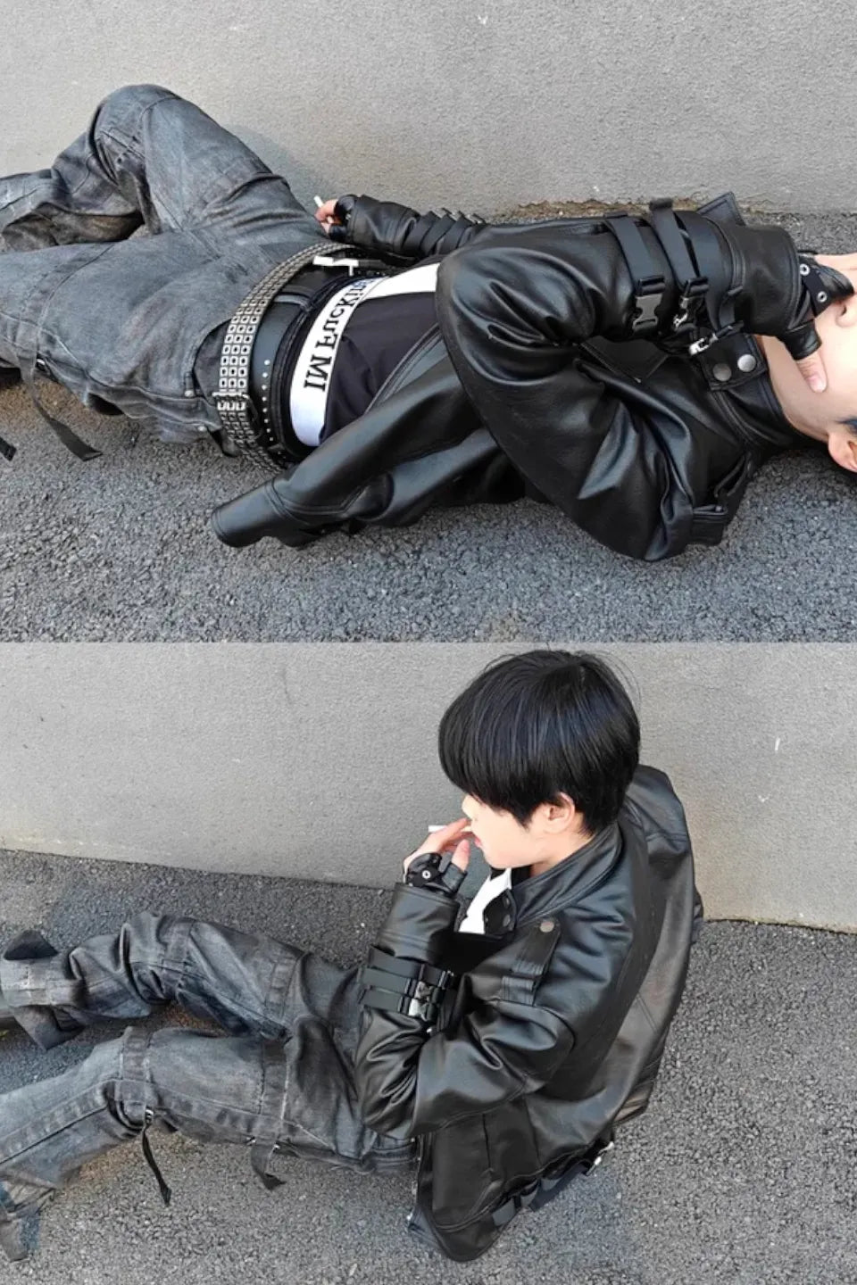 Asymmetric Padded Leather Jacket