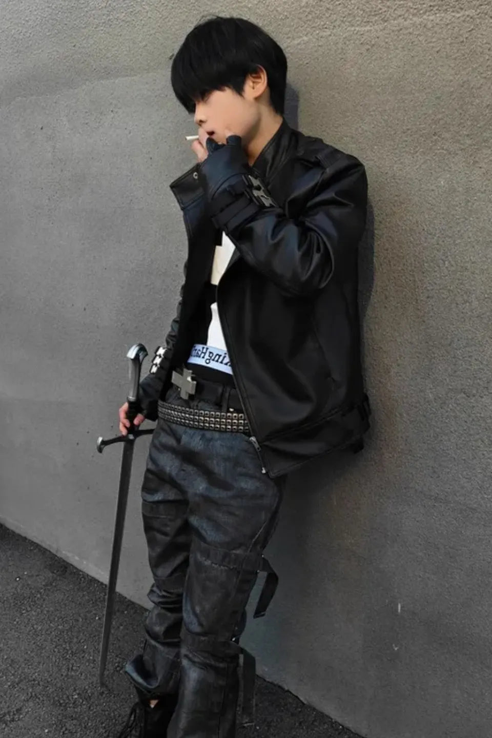 Asymmetric Padded Leather Jacket