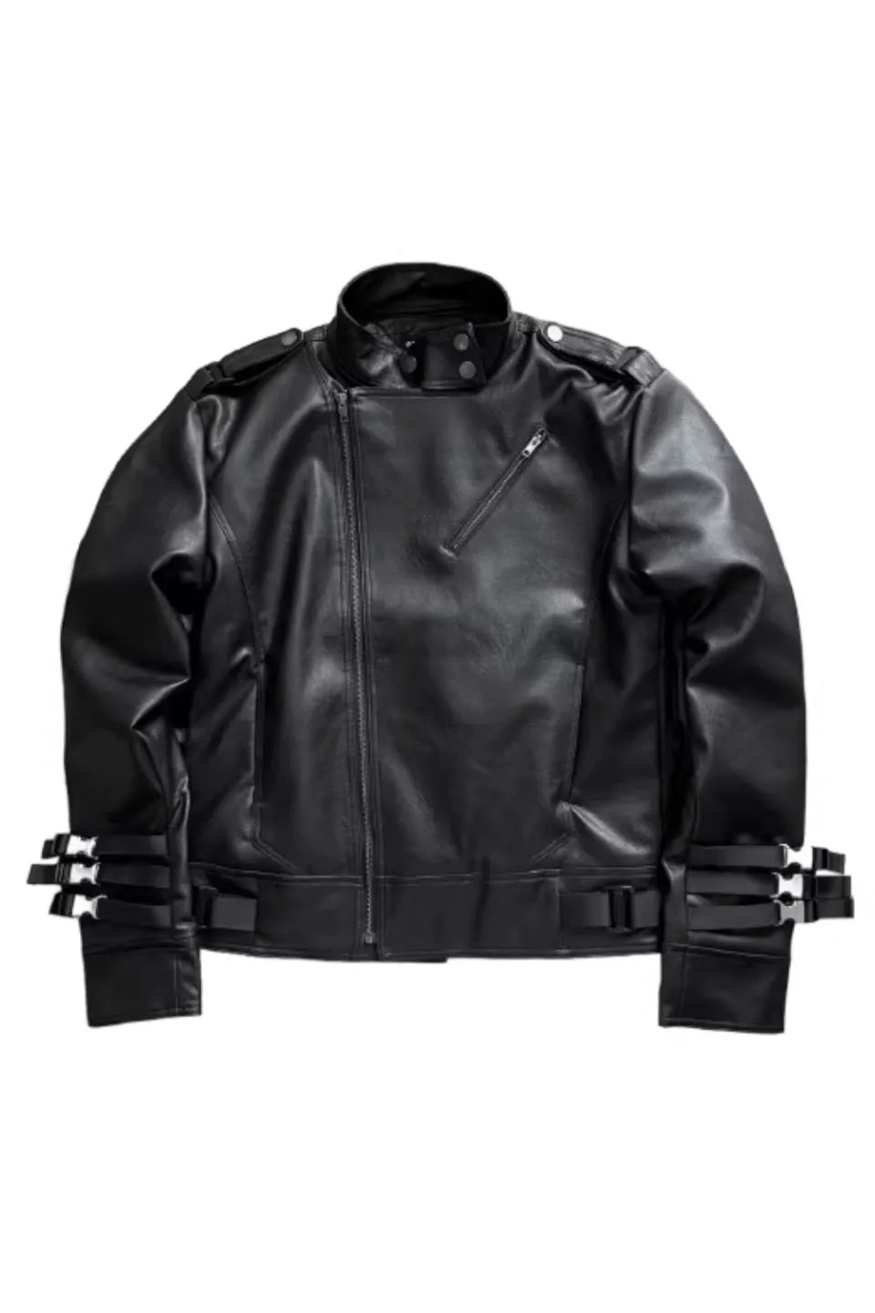 Asymmetric Padded Leather Jacket