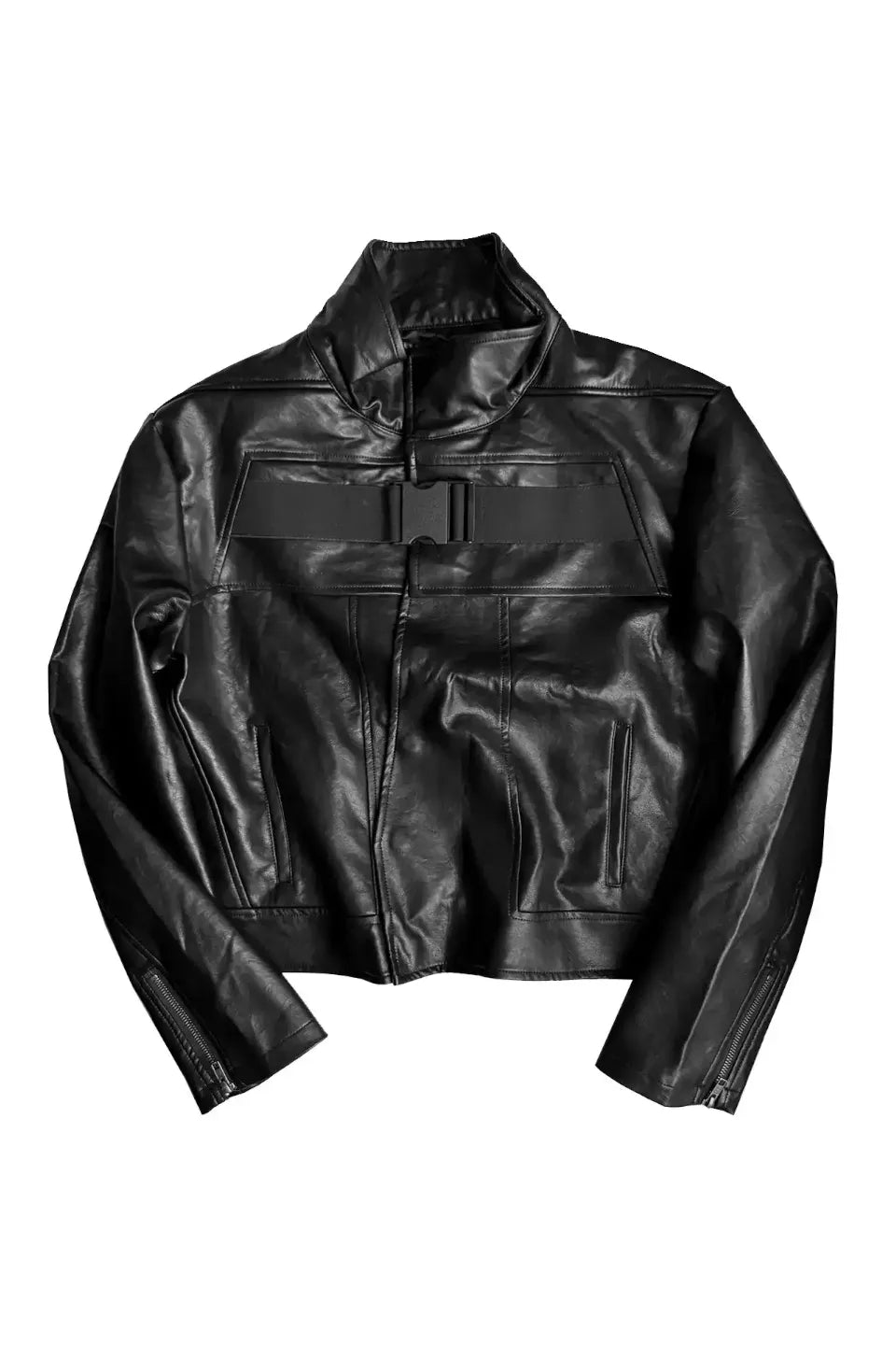 Asymmetrical Composite Leather Jacket