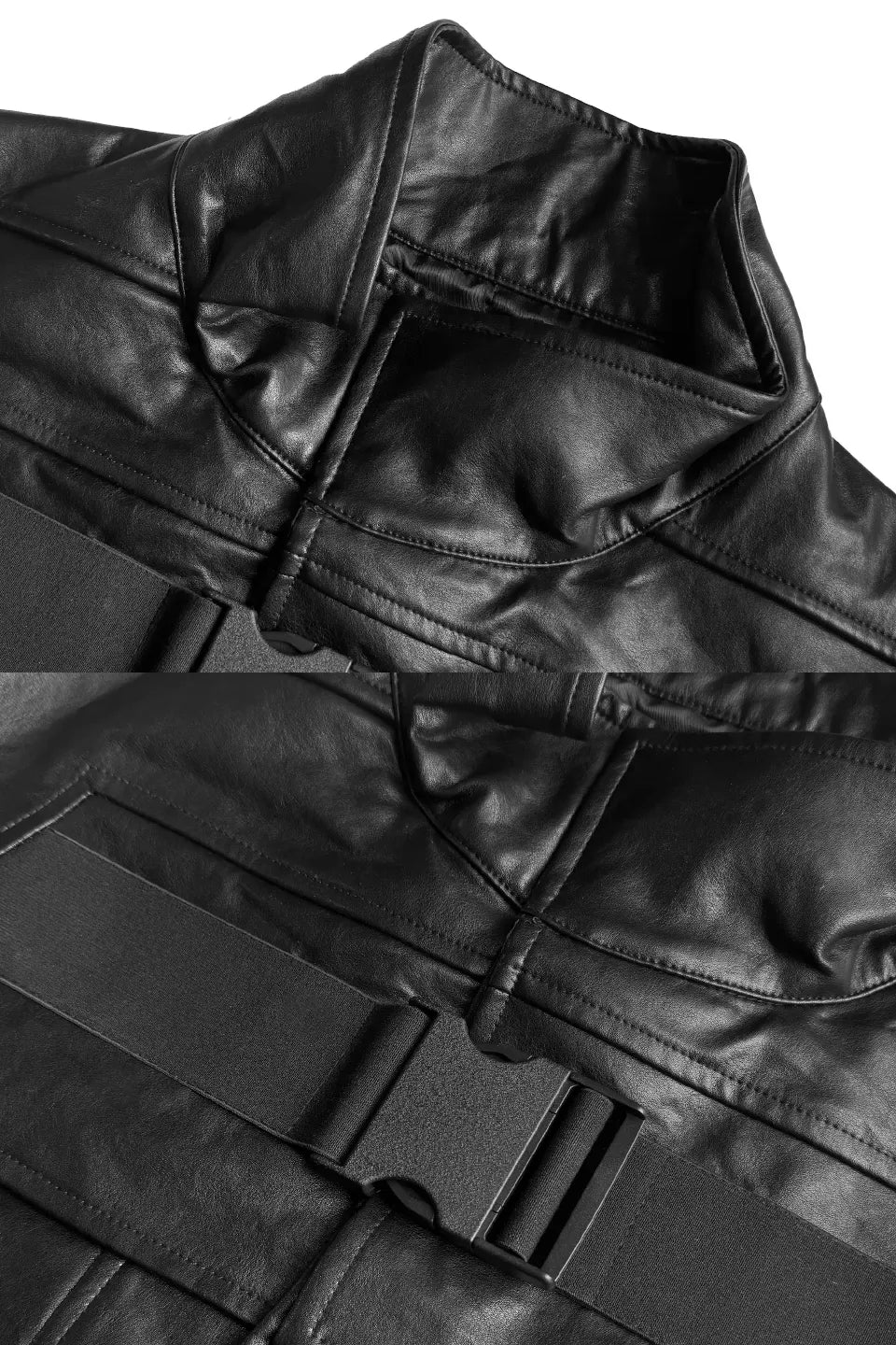Asymmetrical Composite Leather Jacket