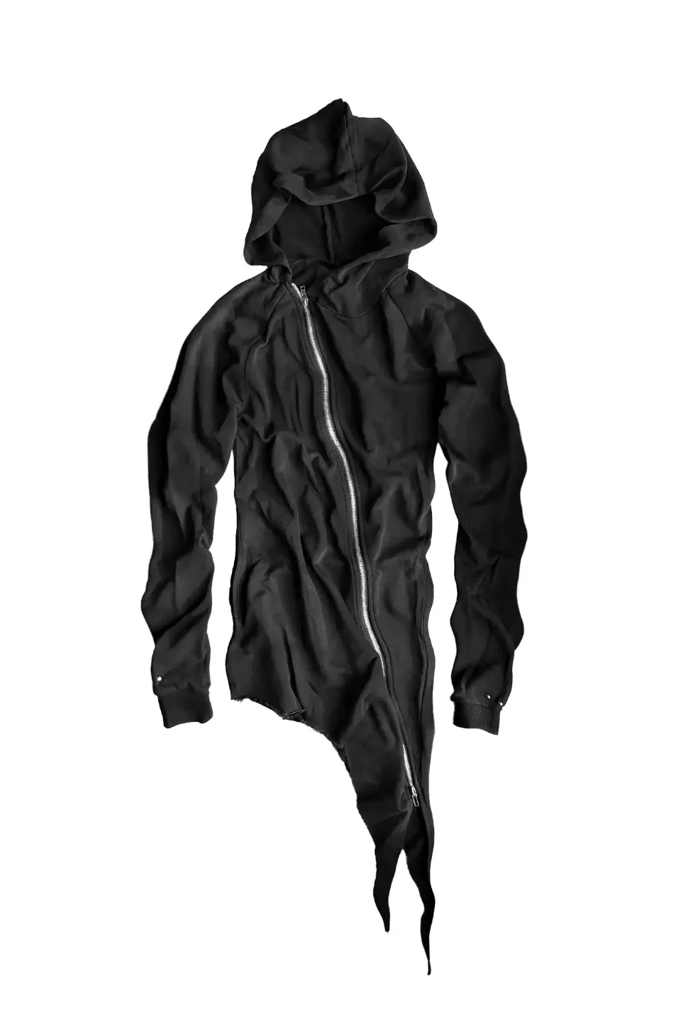 Asymmetrical Hem Riveted Slim Zip Hoodie