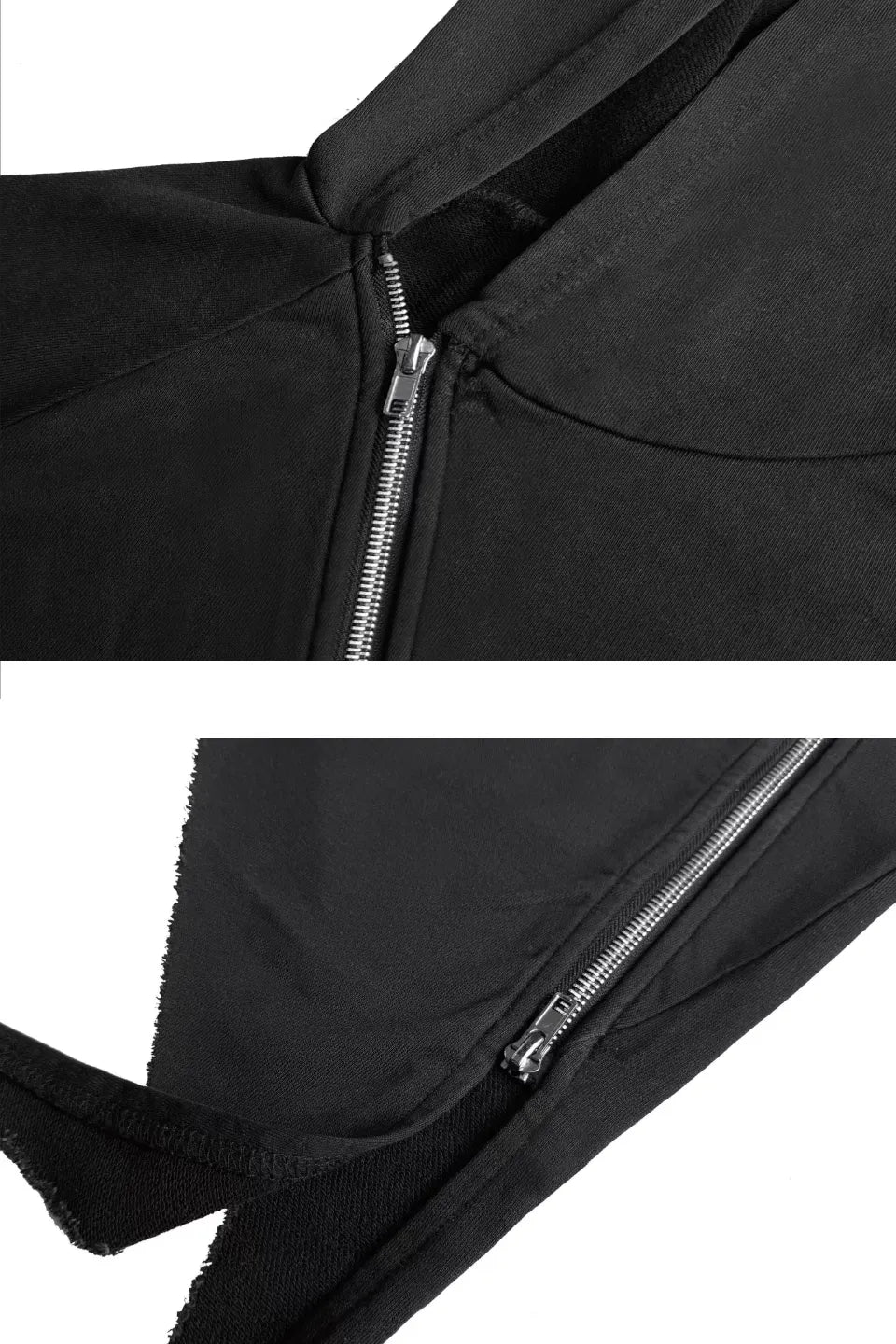 Asymmetrical Hem Riveted Slim Zip Hoodie