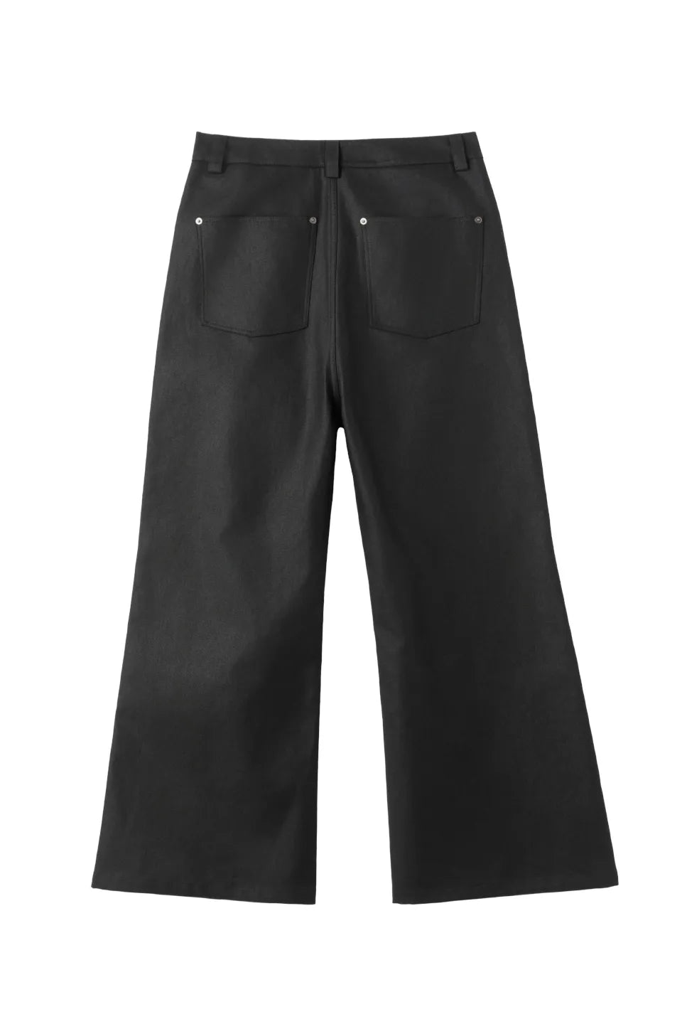 FRKM SCD Aviator Buckle Waxed Denim - 膝にバックルが配されたブラックワックスコーティングデニム