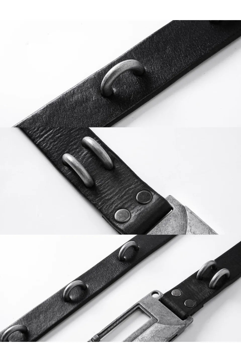 BΣLA Military Leather Belt Steel Ring & Blade Buckle