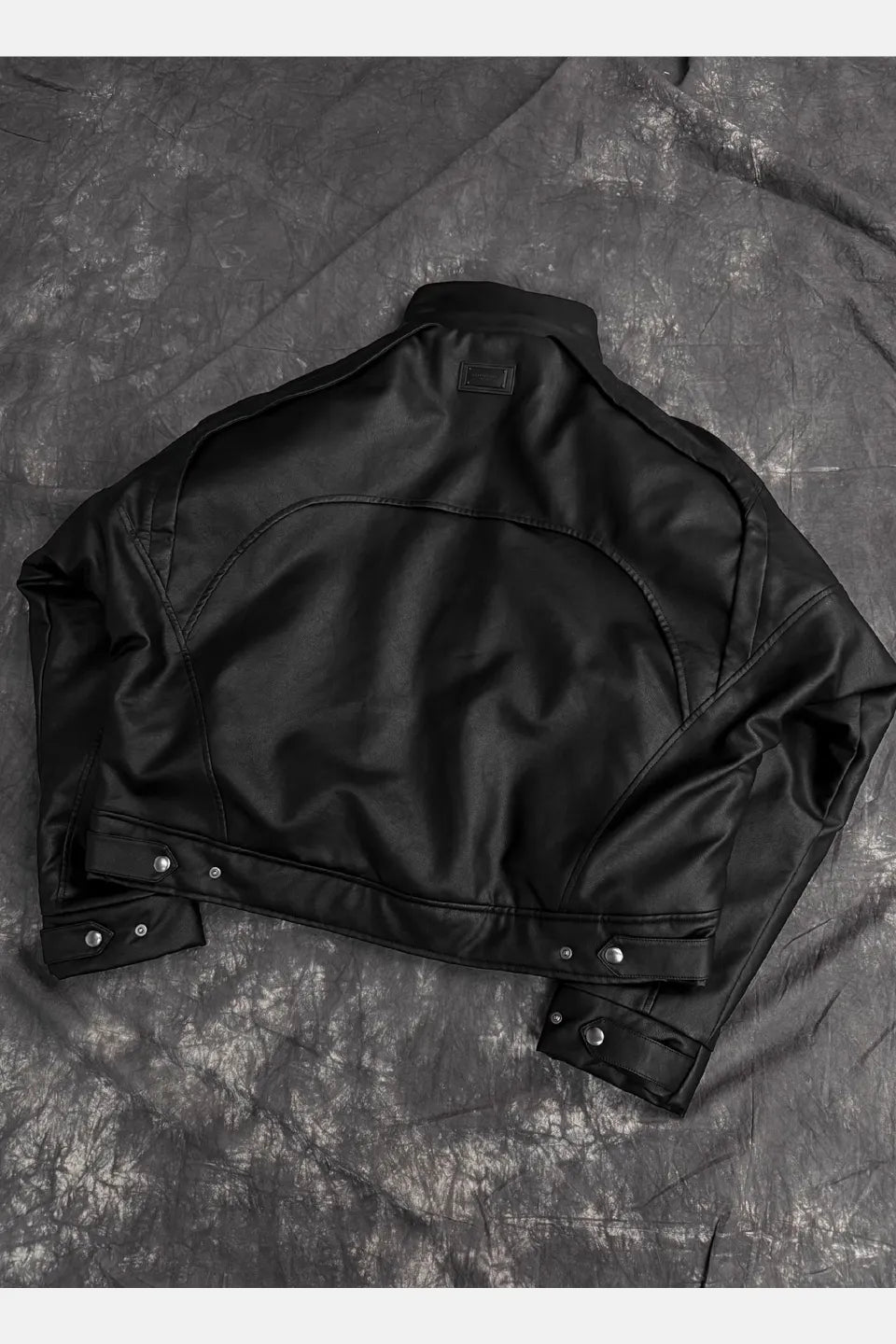 Back Hidden Detachable Double Zipper Angora Rabbit Fur Armor Leather Jacket