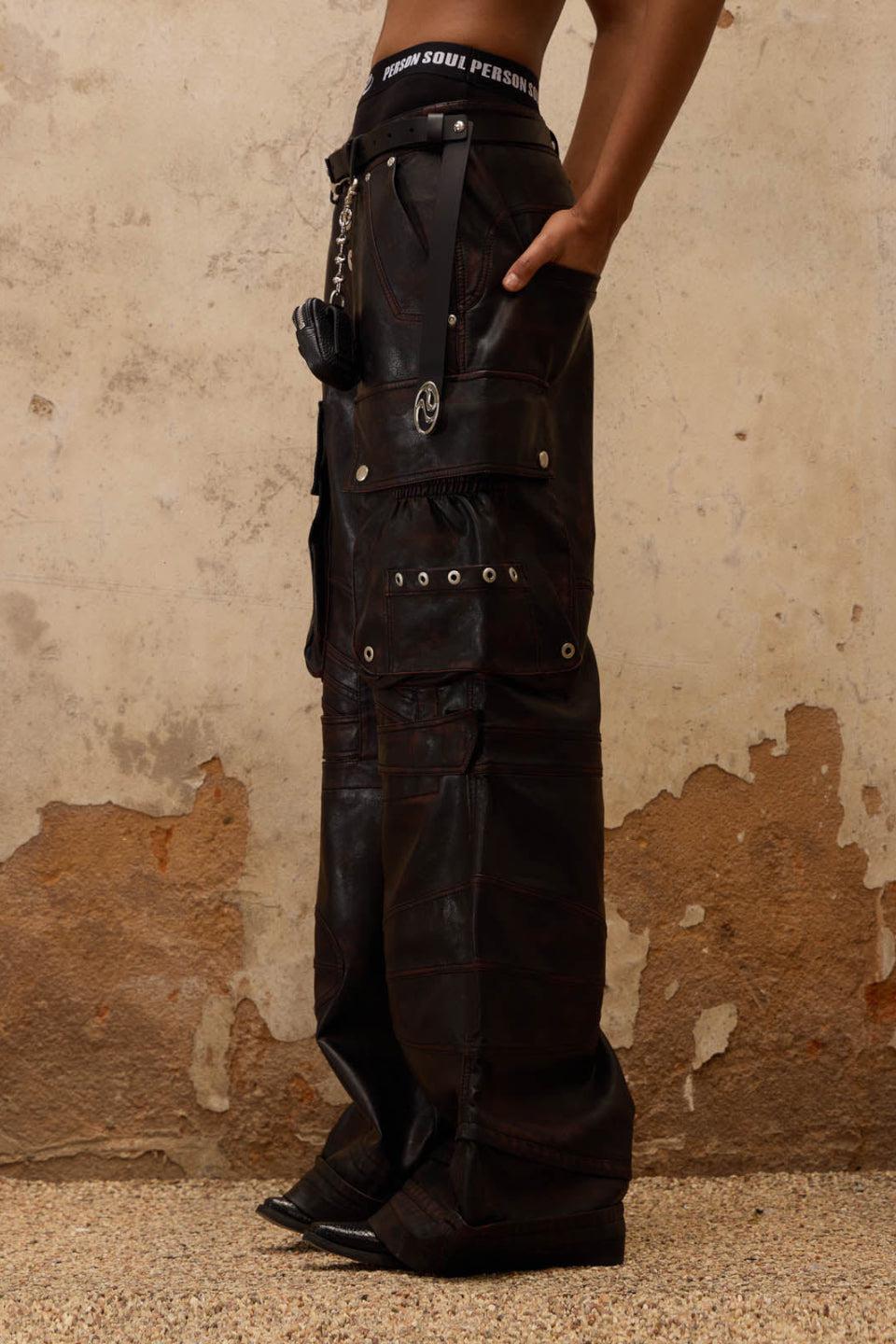 Beetle Faux Leather Pants