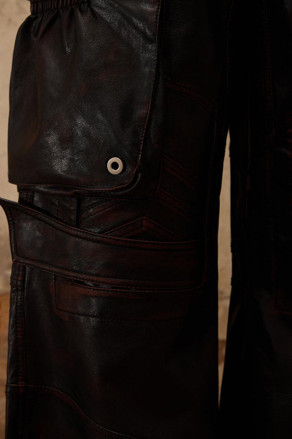 Beetle Faux Leather Pants