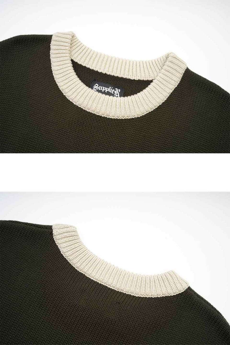 Bicolor Logo Crew Knit