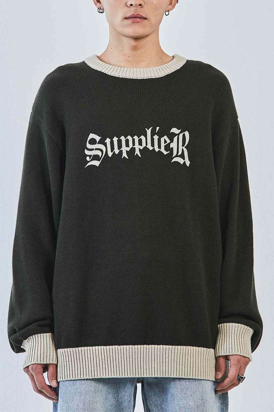 Bicolor Logo Crew Knit