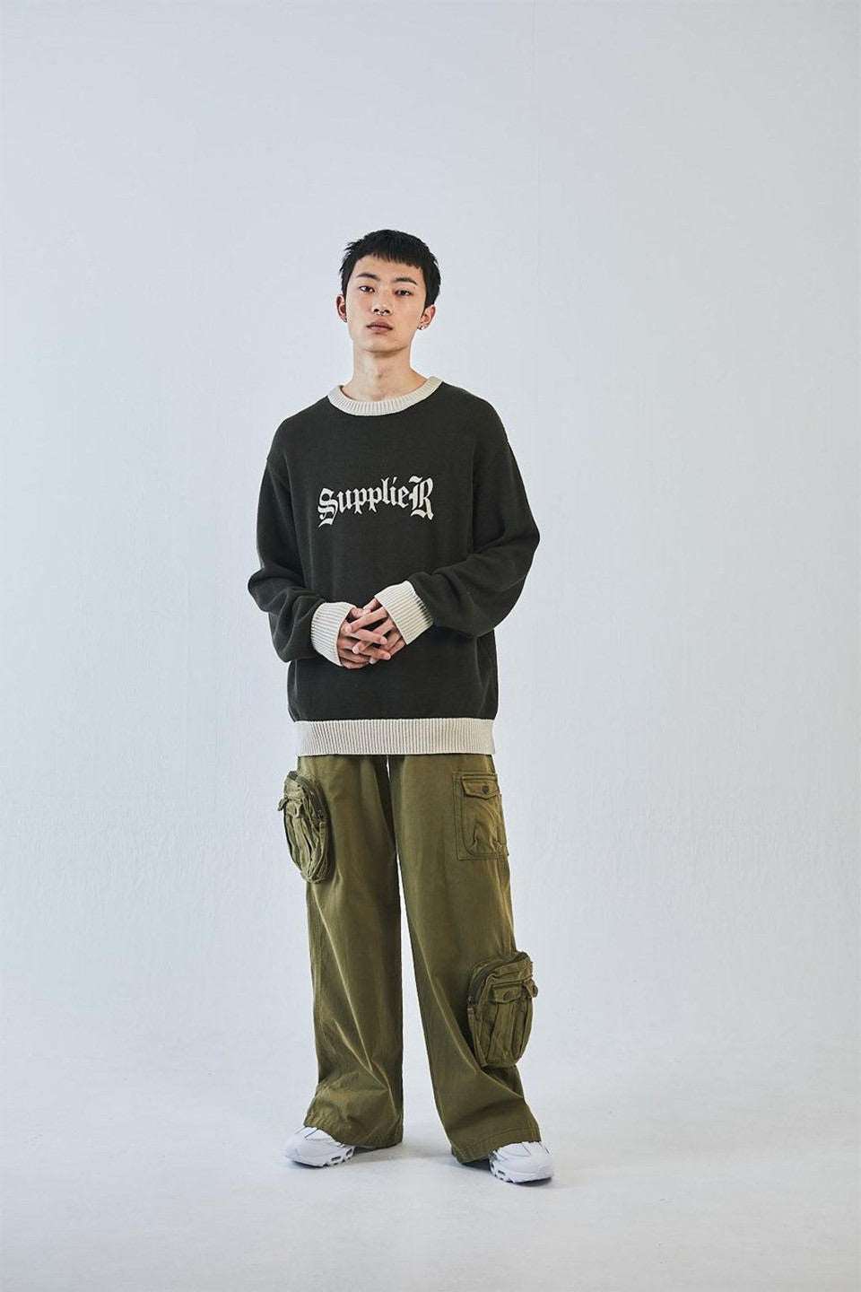 Bicolor Logo Crew Knit