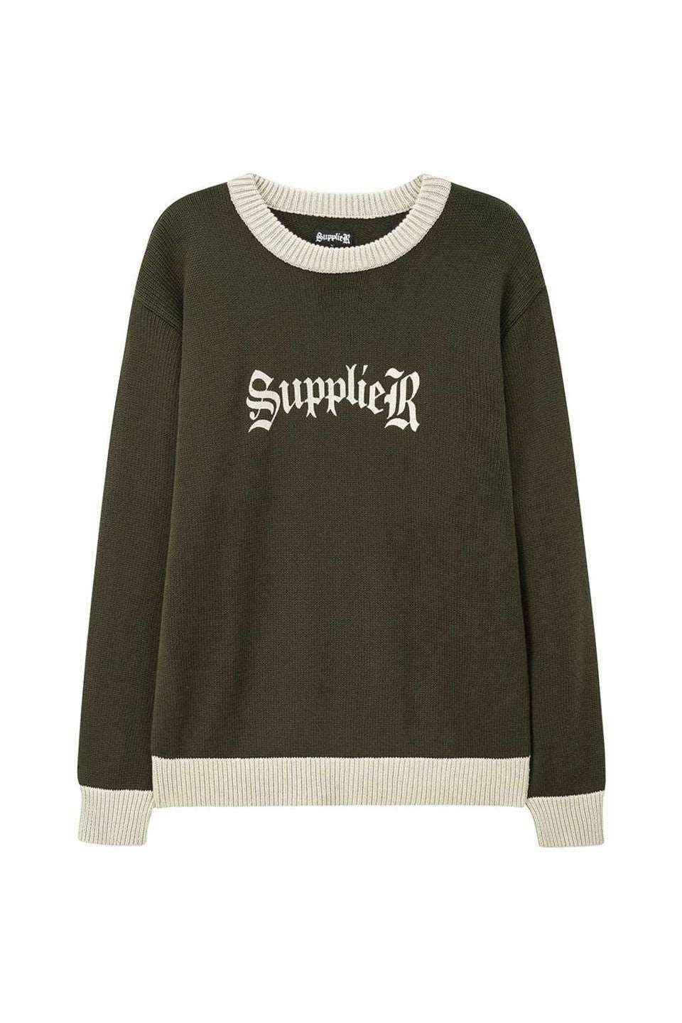 Bicolor Logo Crew Knit