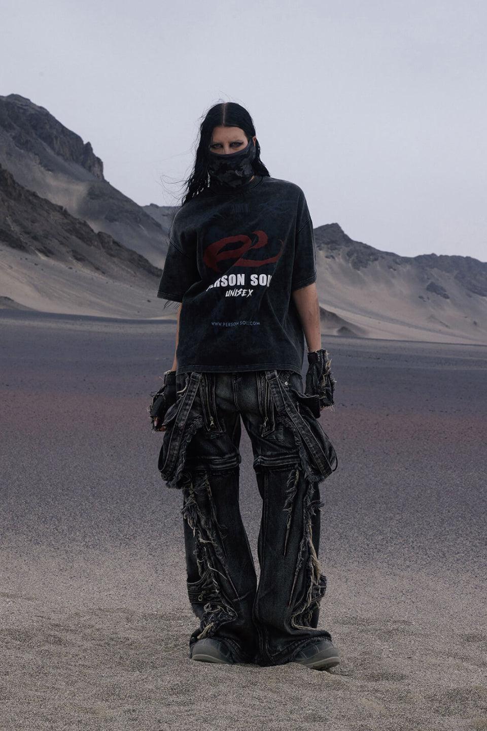 Black Detachable Denim Overalls