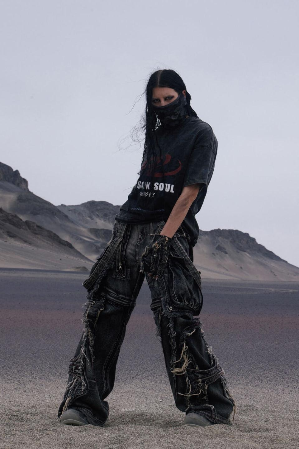 Black Detachable Denim Overalls