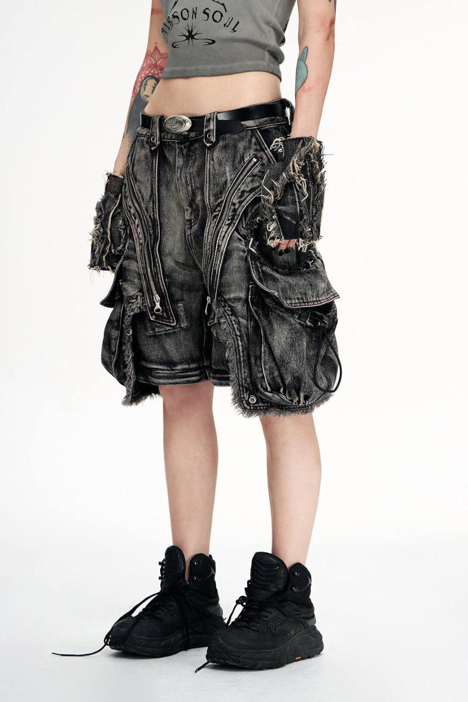 Black Detachable Denim Overalls