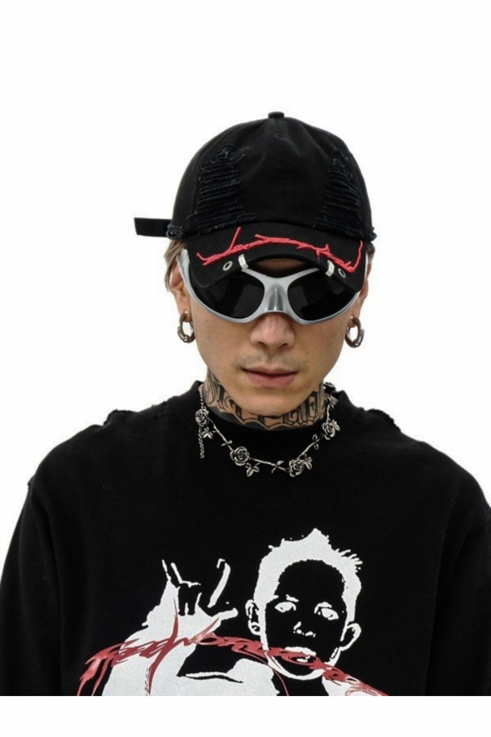Black Washed Peaked Cap