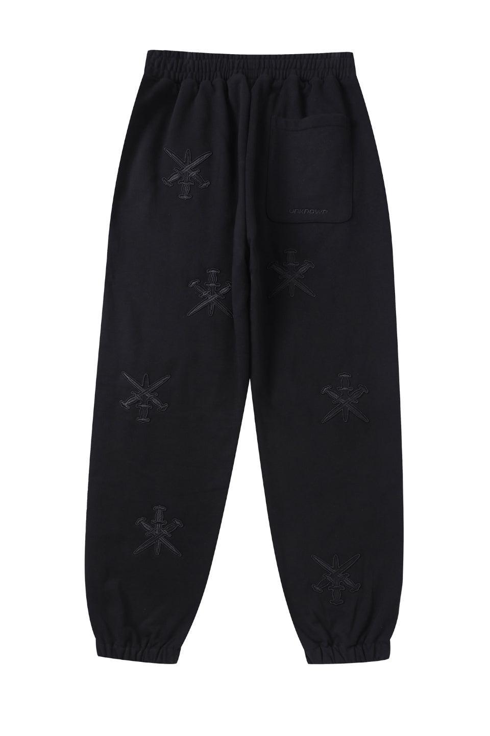 Black on Black Dagger Embroidery Jogger