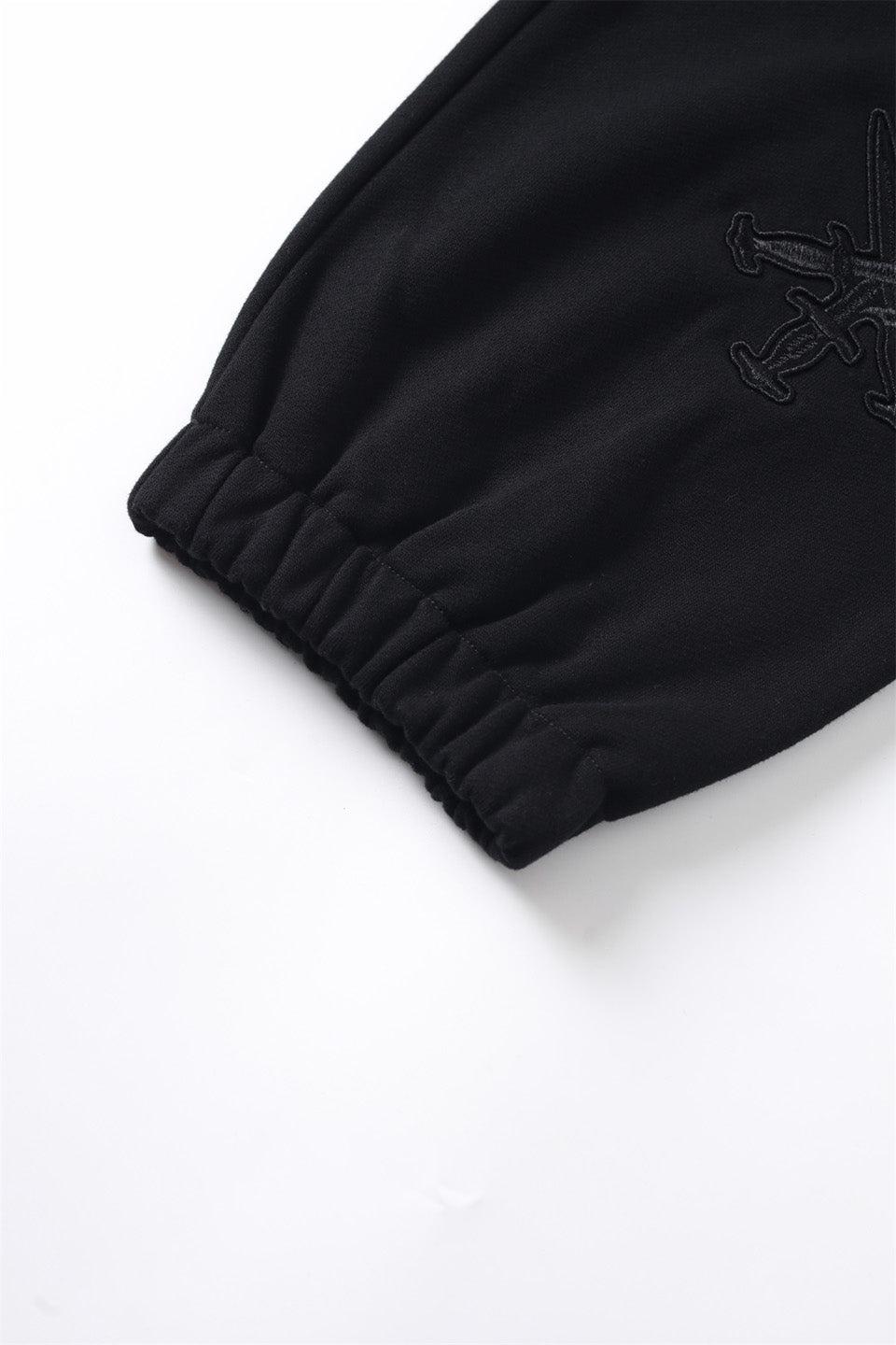 Black on Black Dagger Embroidery Jogger