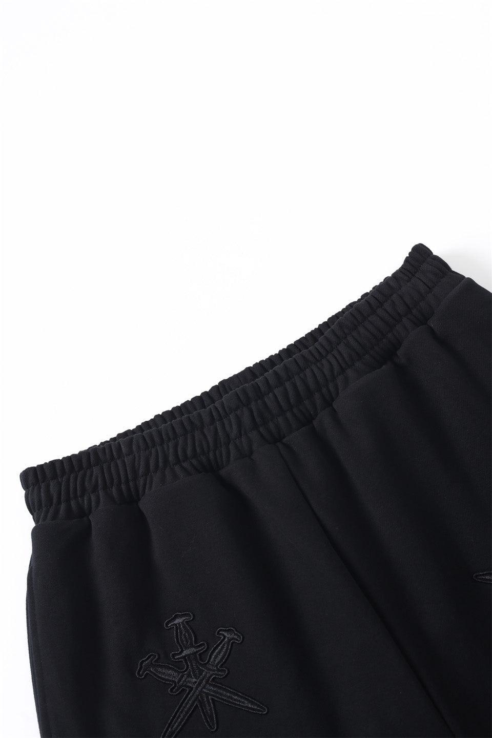 Black on Black Dagger Embroidery Jogger