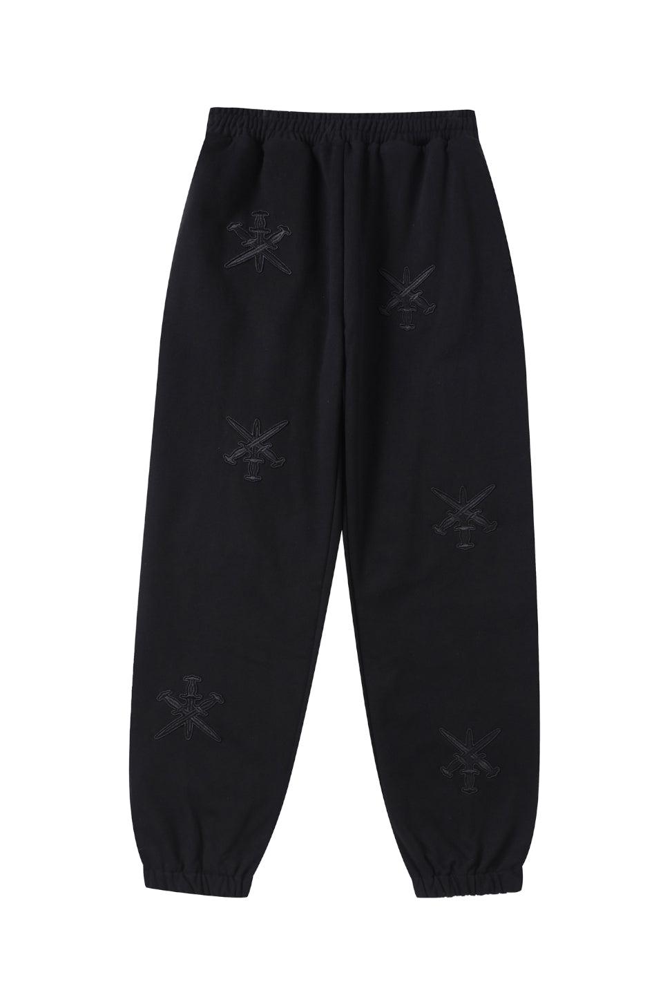 Black on Black Dagger Embroidery Jogger