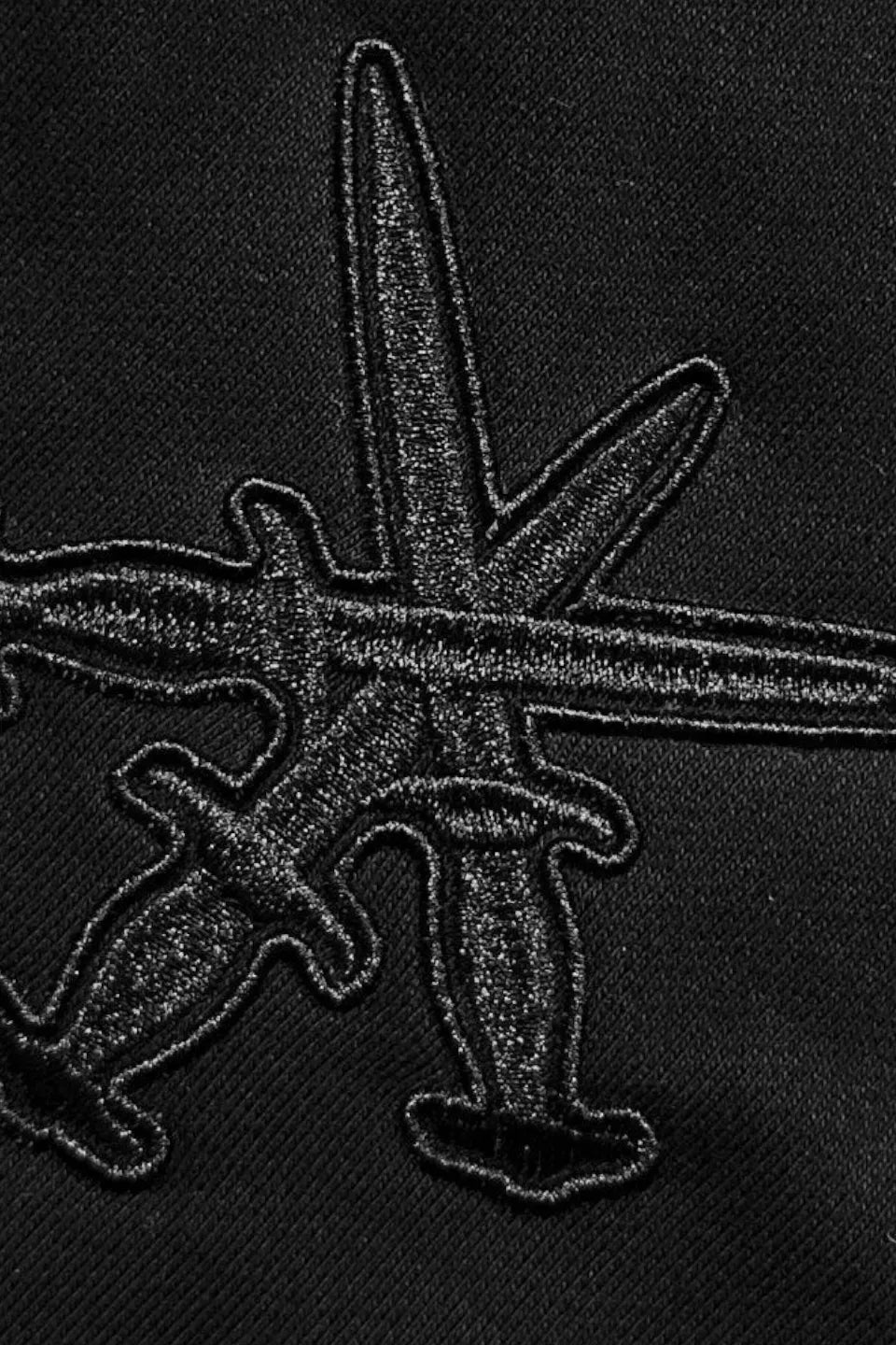 Black on Black Dagger Embroidery Shorts