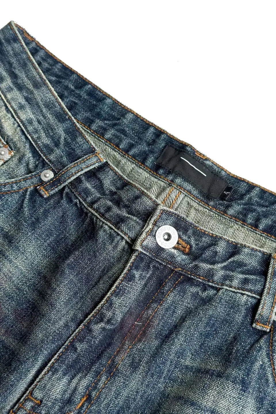 Blood Splatter Hand Rubbed Cutout Indigo Jeans
