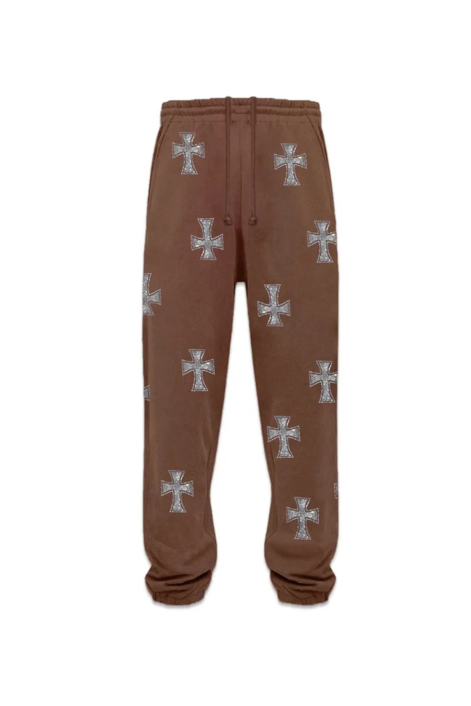 UNKNOWN LONDON アンノウンロンドン｜Brown Cross Rhinestone Jogger