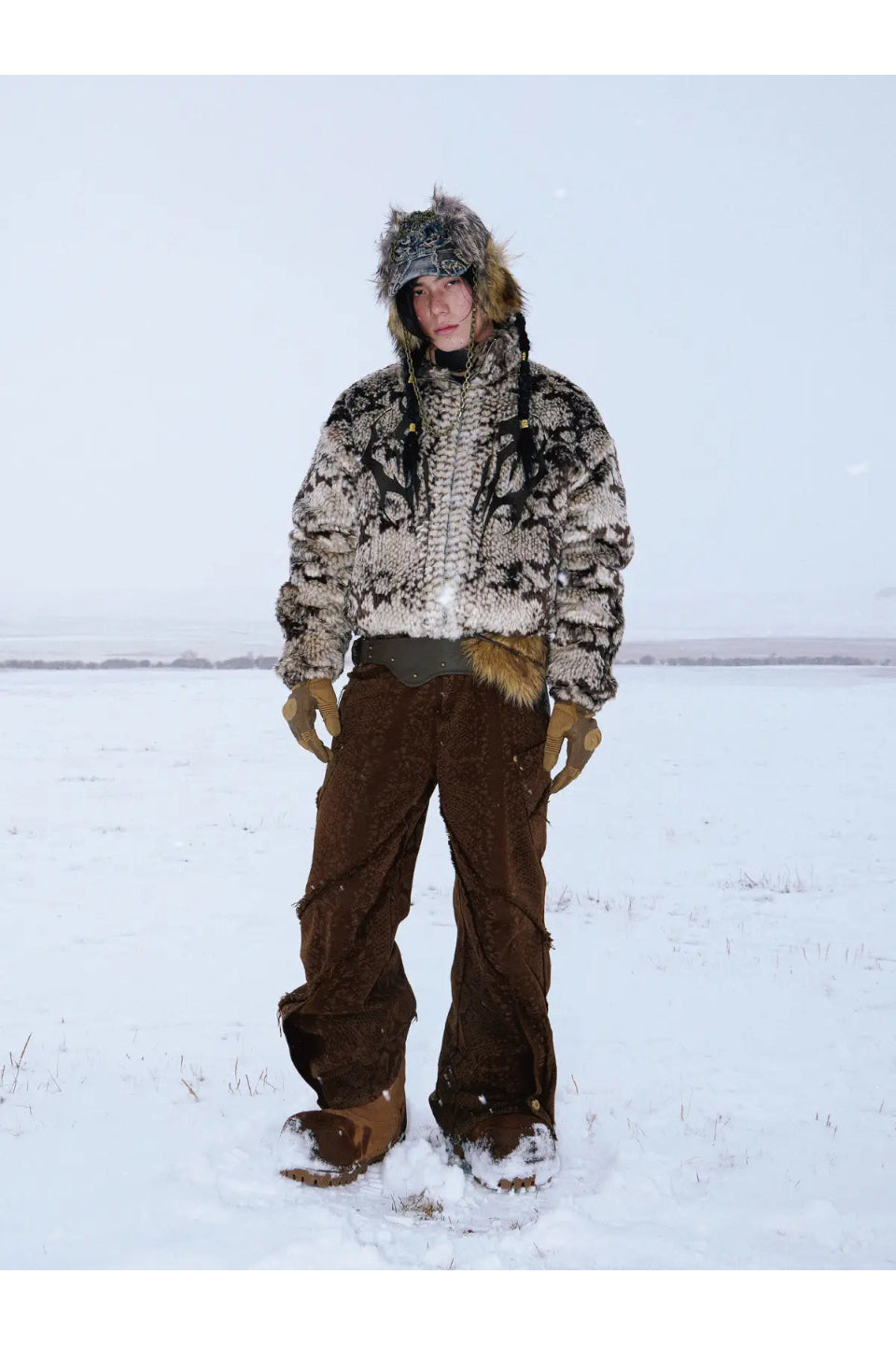 Brown Snake Print Denim Jeans