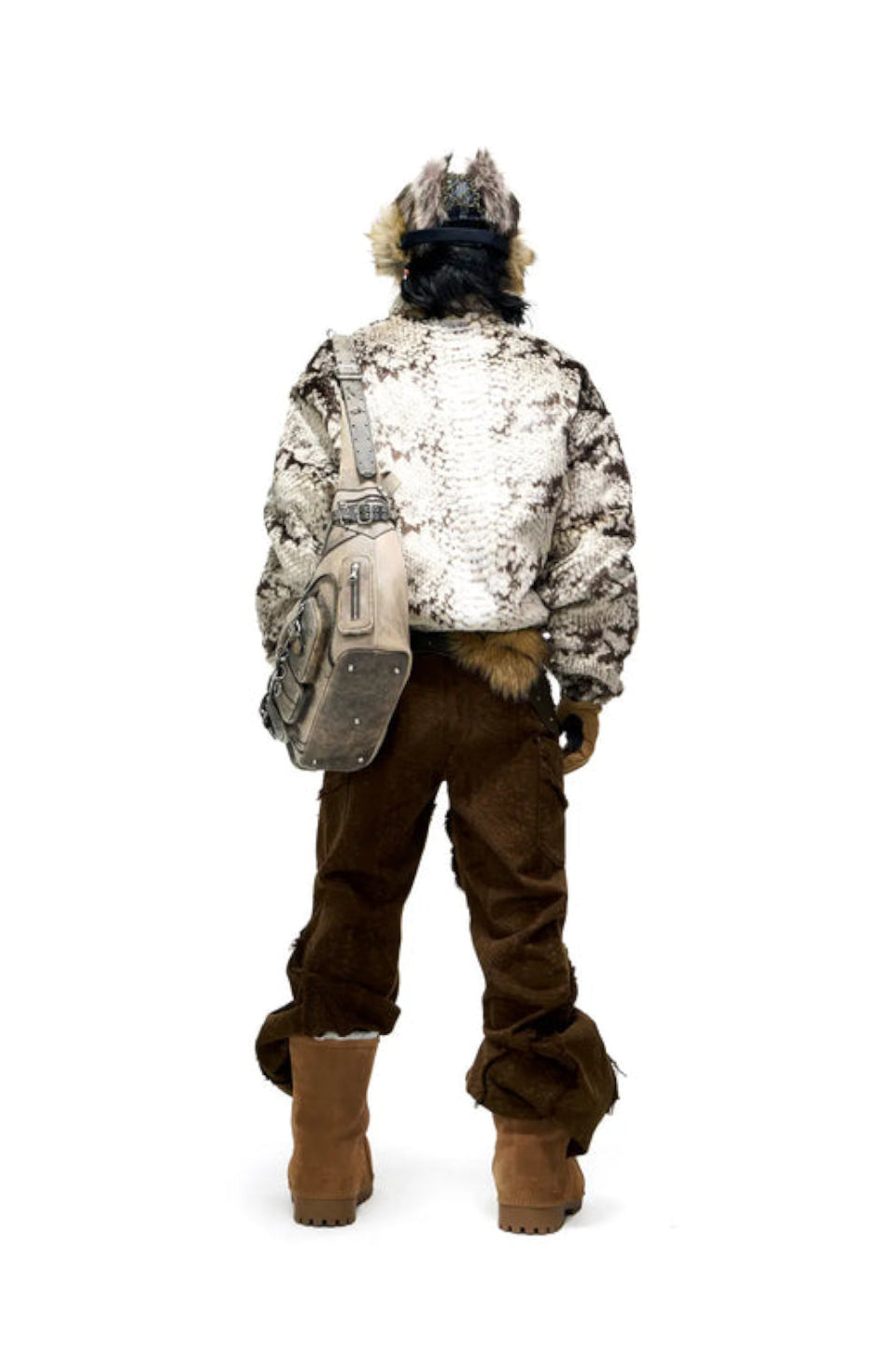 Brown Snake Print Denim Jeans