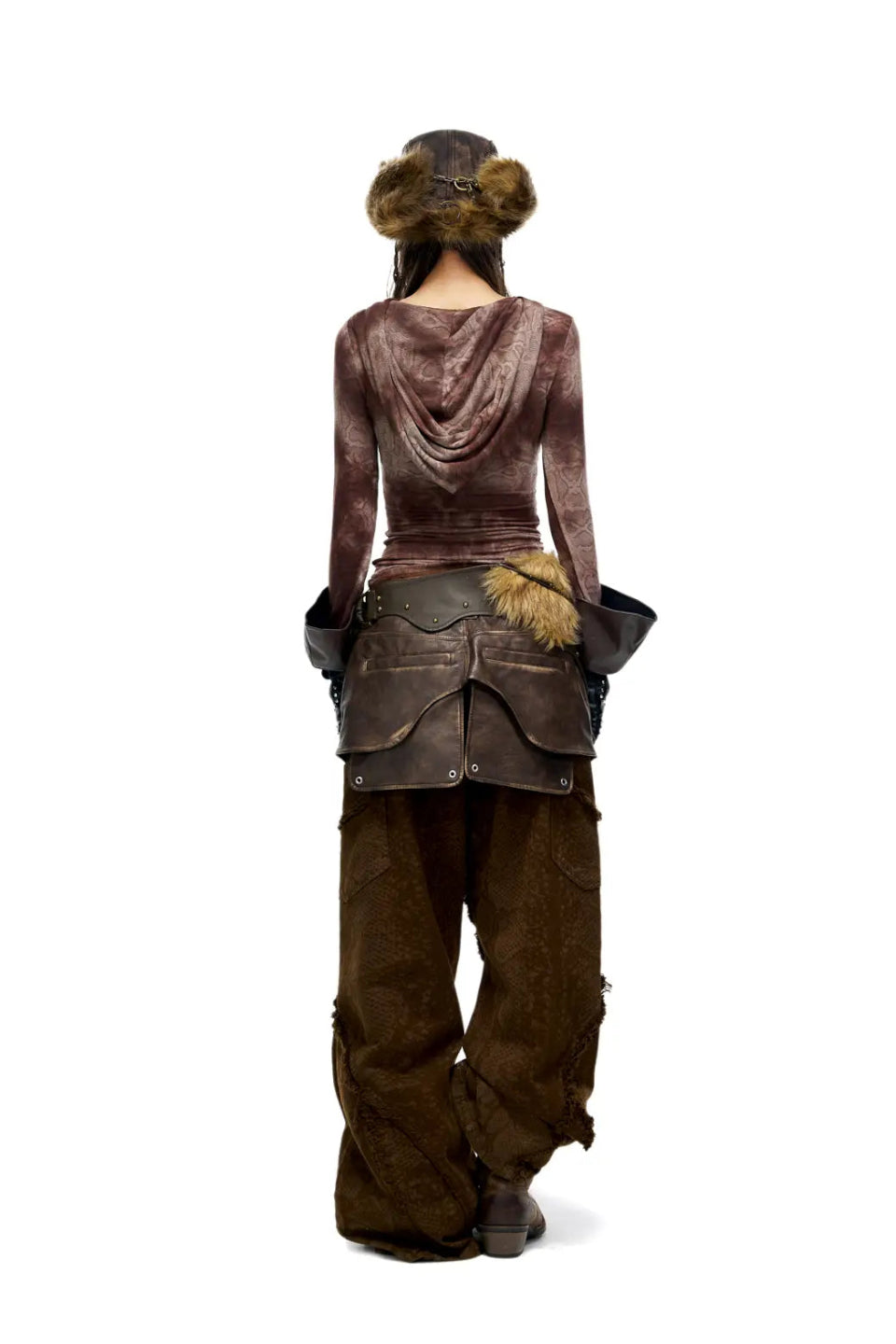 Brown Snake Print Denim Jeans