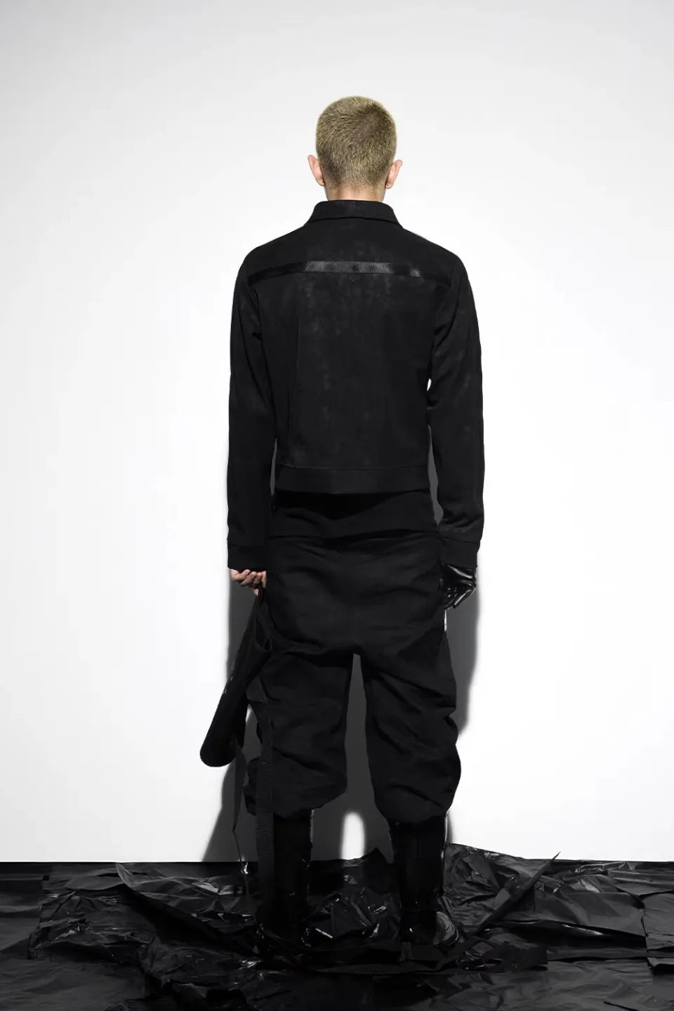 Caged Bird Vein Textured Leather Jacket