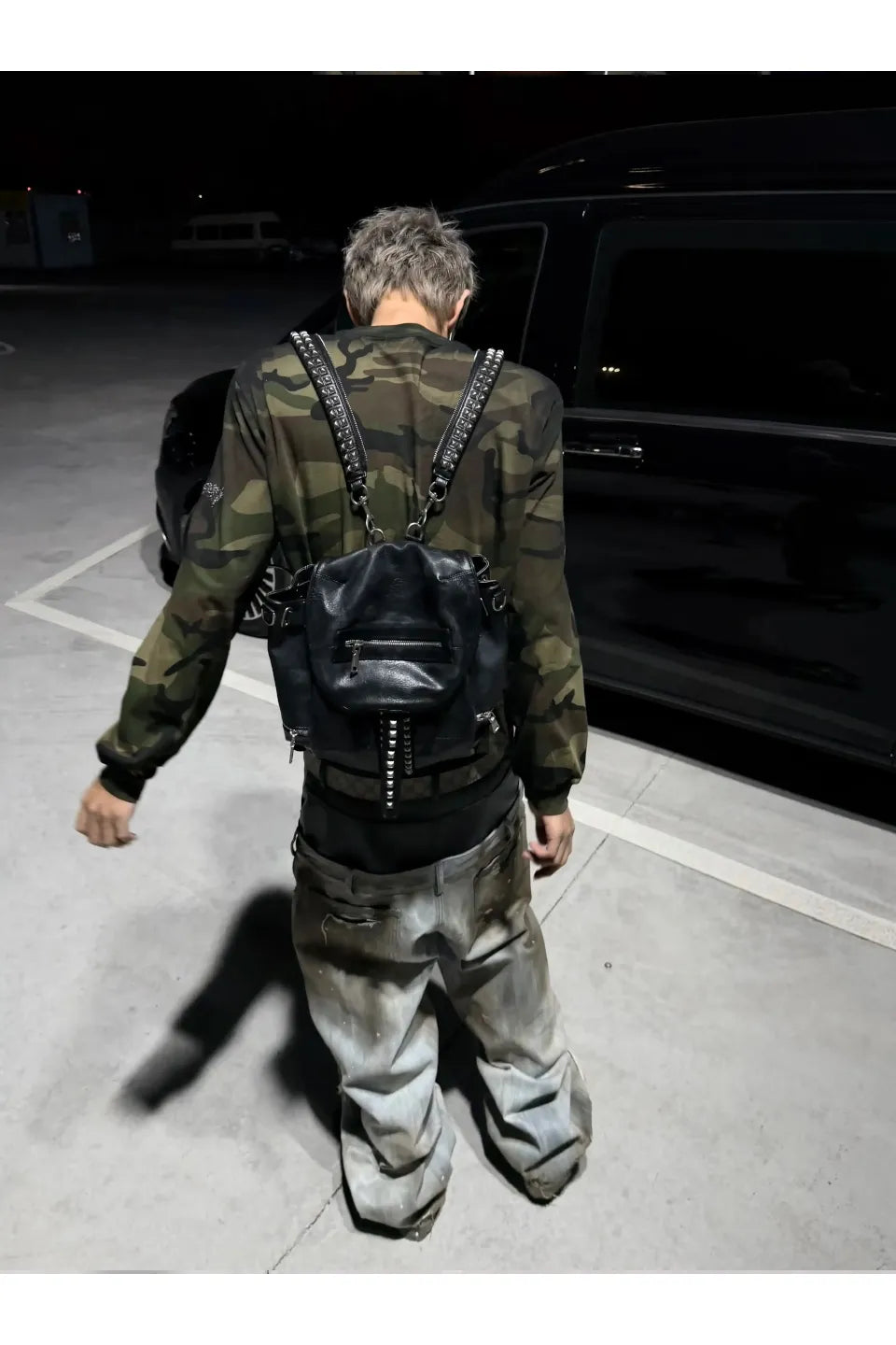 Camo Sprayed Dirty Wash Long Sleeve Boxy Tee