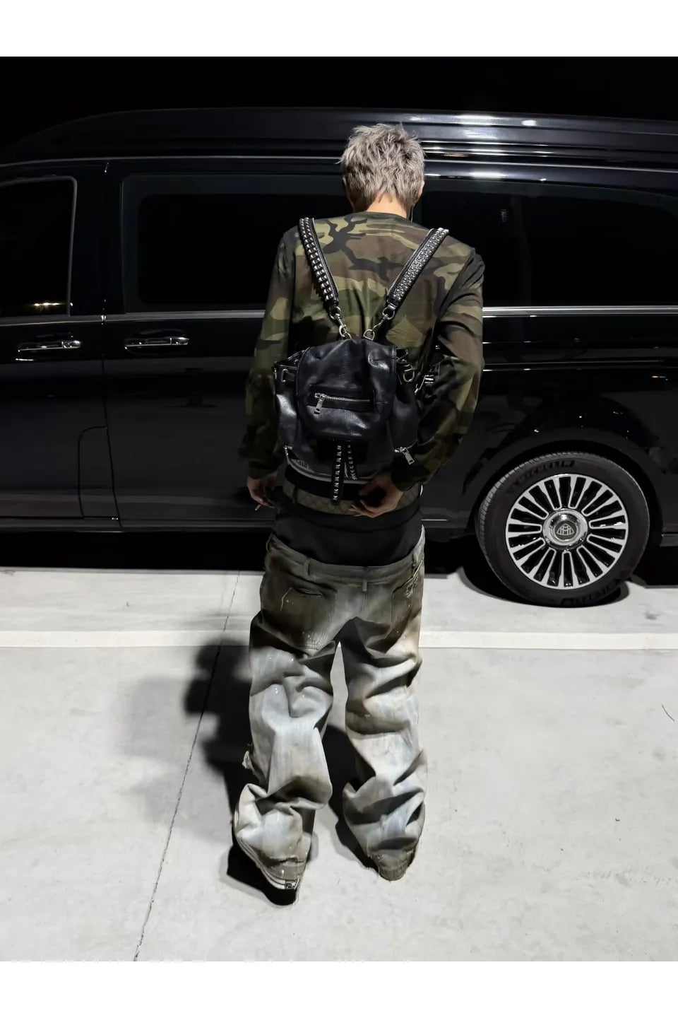 Camo Sprayed Dirty Wash Long Sleeve Boxy Tee