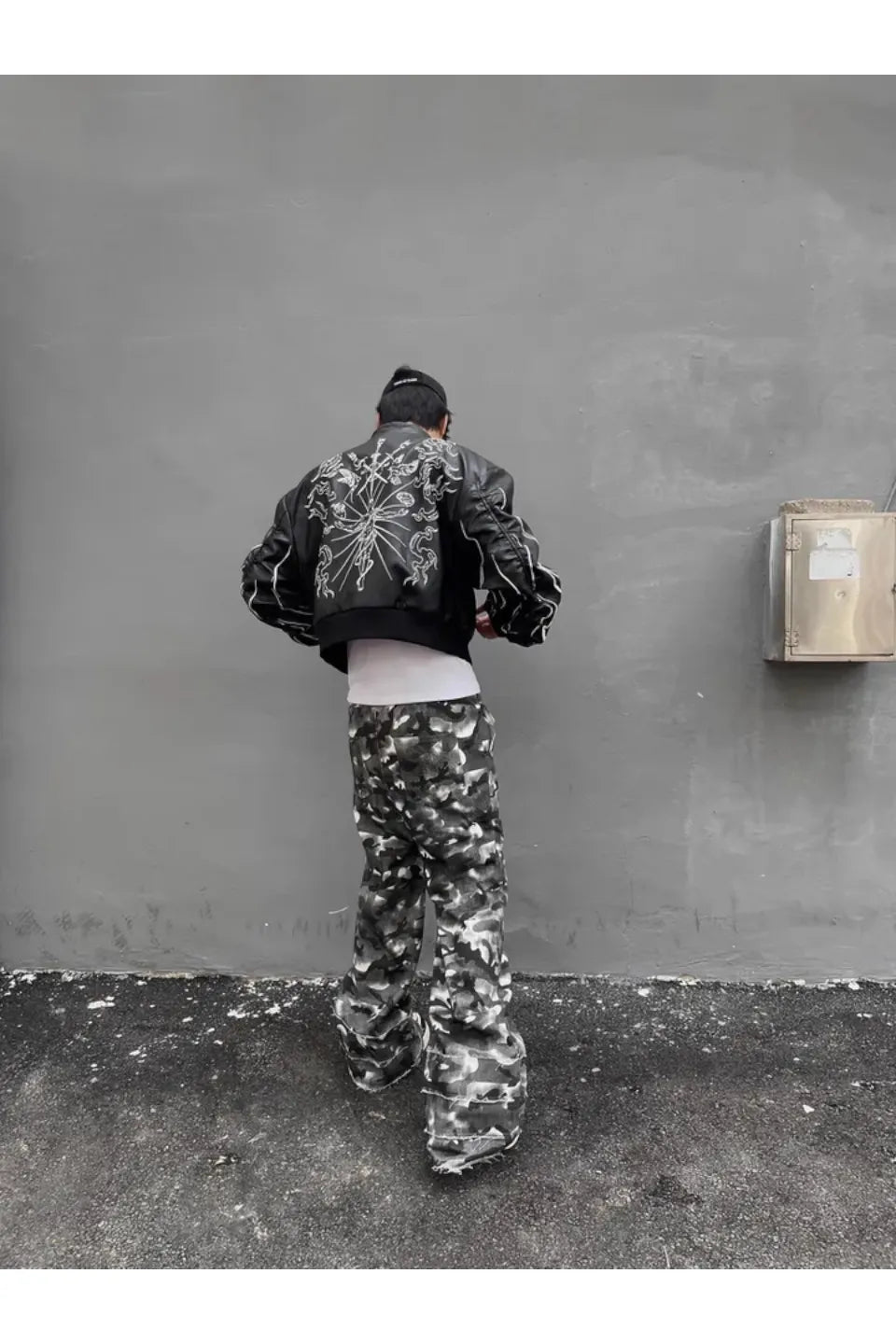 Camouflage Stained Double Waistband Trousers