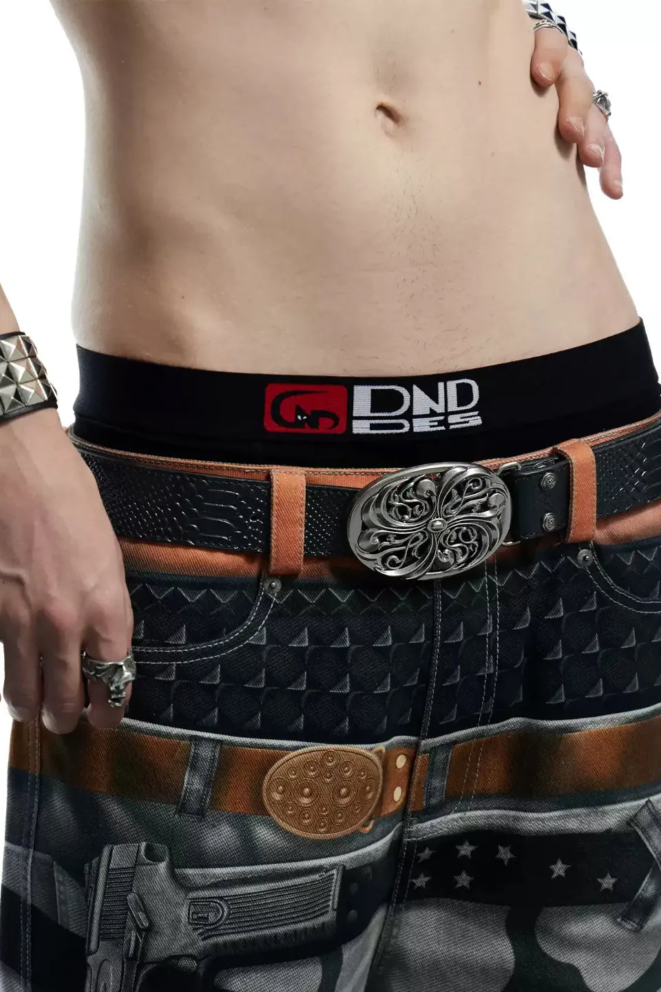 Chrome Acanthus Carved Leather Belt