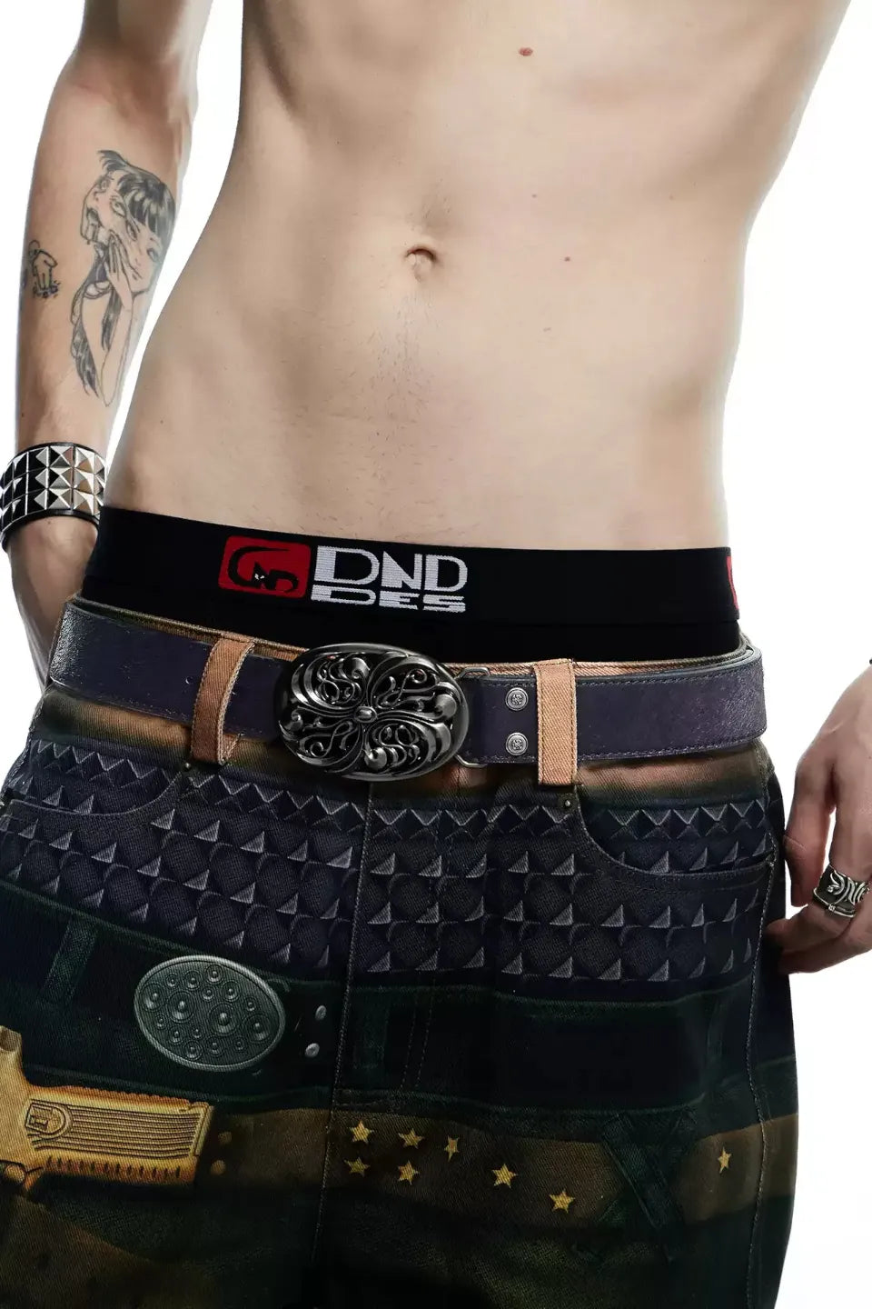 Chrome Acanthus Carved Leather Belt
