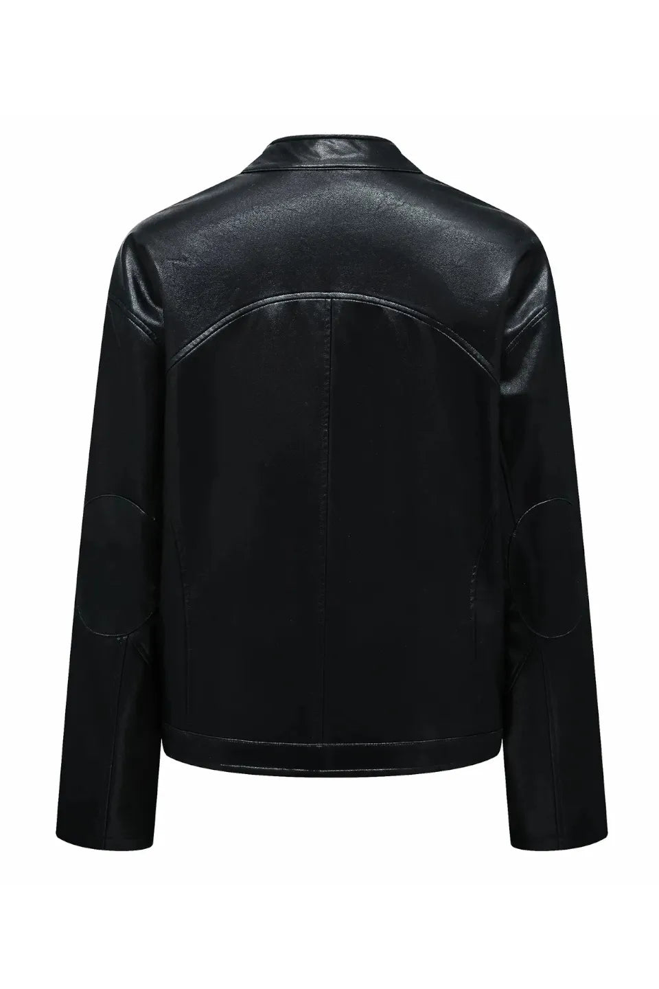 Color Block Striped Structured Leather Jacket