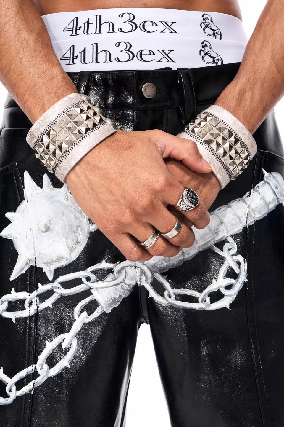FOURTH3EX | Cowhide Studded Bracelet レザーブレスレット