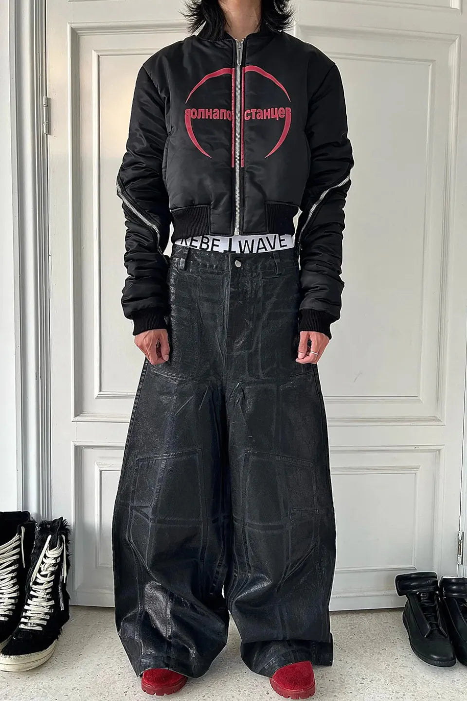 Crack Pattern Waxed Pants